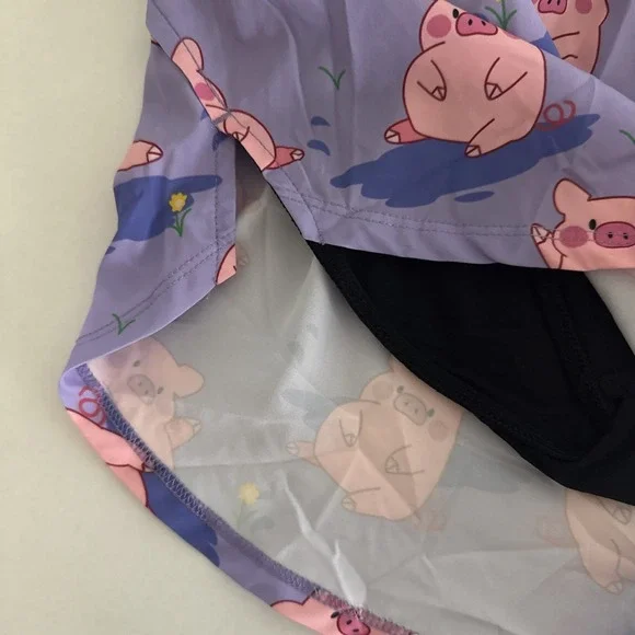 ChickenLegs Split Shorts Sz Medium Purple Piggies Running Lined NWT - Picture 2 of 6